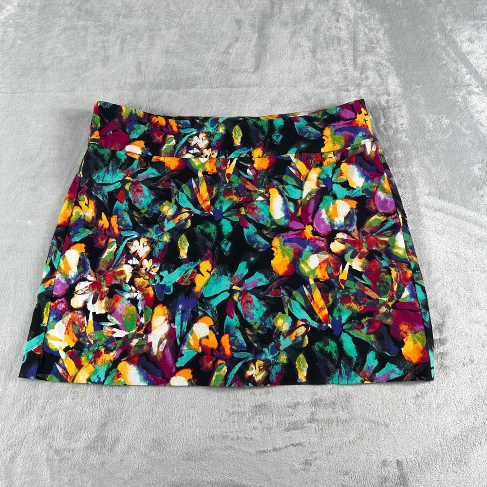 Attyre New York Floral Skort Women 10 Multicolor Abstract Art To Wear Dopamine